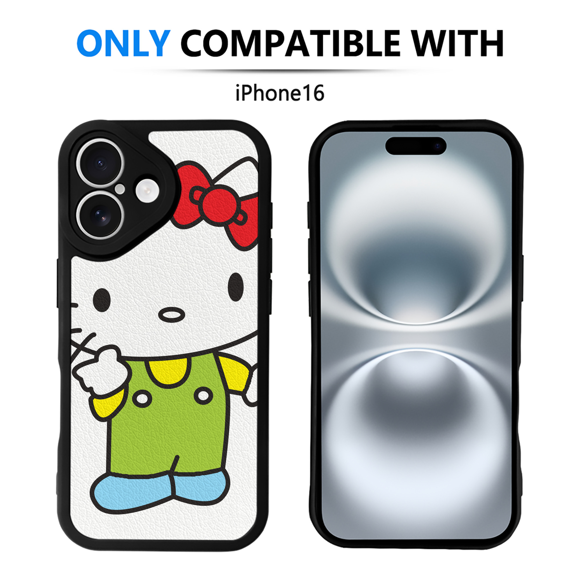 （画像用） Hello Kitty ハローキティ 【iPhone 16シリーズ対応】シリコンスマホケース（レザー調） 材質：シリコン